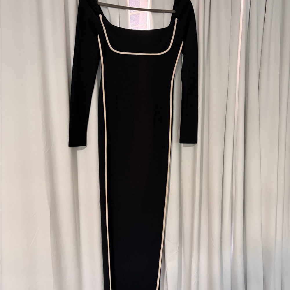 Hello Molly Black and White Long Sleeve Dress